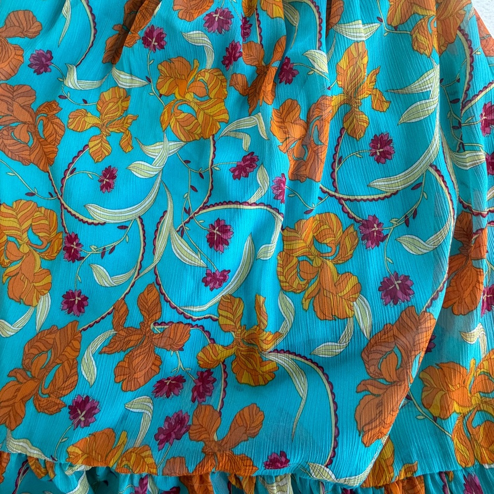 Sophia Vergara Summer Maxi Dress teal orange floral size M - Picture 5 of 10